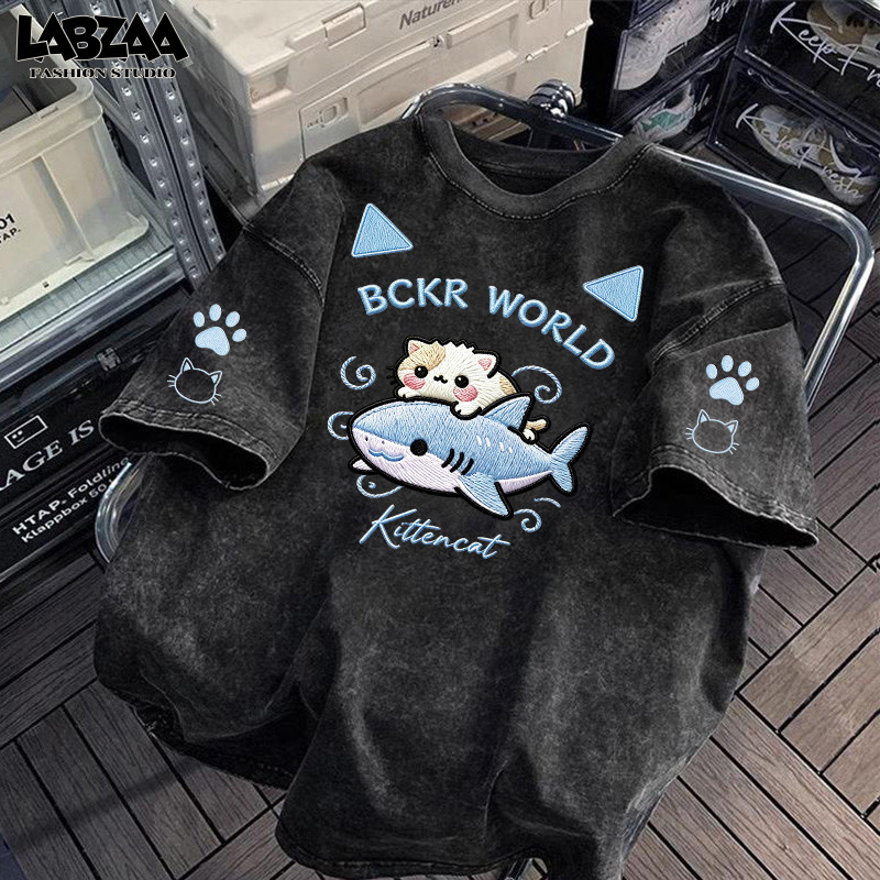 【จัดส่งจากกรุงเทพฯ】LABZAA สไตล์เกาหลี เสื้อยืดทรงหลวม ใส่สบาย อ่อนนุ่ม โอเวอร์ไซส์ YG1414