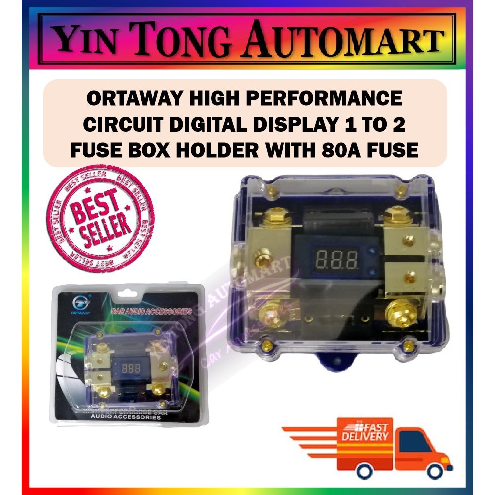 ORTAWAY ประสิทธิภาพสูง CIRCUIT DIGITAL DISPLAY 1 ถึง 2 FUSE BOX HOLDER พร้อม 80A FUSE