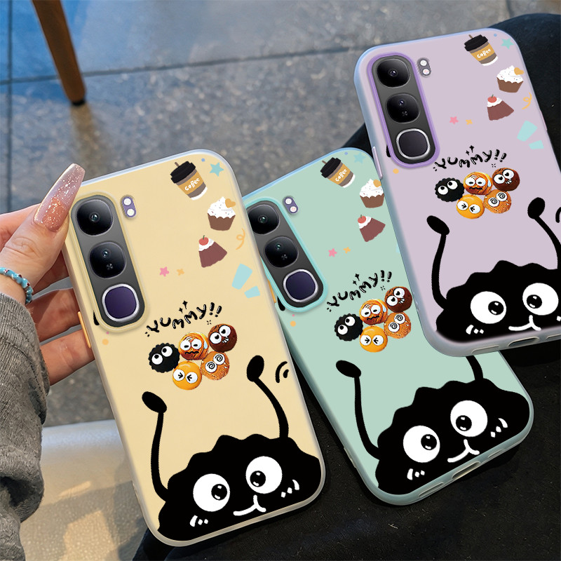 Jelly สี 2 ใน 1 สําหรับ vivo v40 v50 v60 lite Y19S y29s y29t y04 Y04S Y21D Y31 5G Y29 4g เคสโทรศัพท์กรณียากออกแบบใหม่ความงามน่ารักการ์ตูนสีชมพูสําหรับสาว GDHQKL