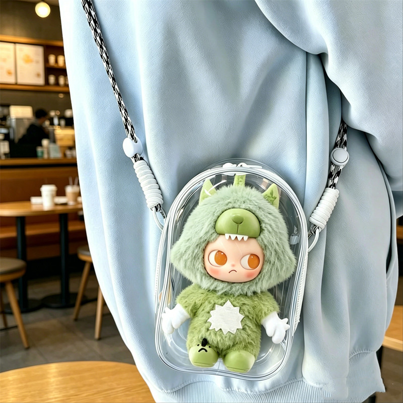 แบบพกพา PVC ตุ๊กตาพกพาไหล่กระเป๋าฝุ่นป้องกันสําหรับ Zsiga Im Zsiga Labubu 15 17 ซม.ตุ๊กตากลางแจ้ง Wa