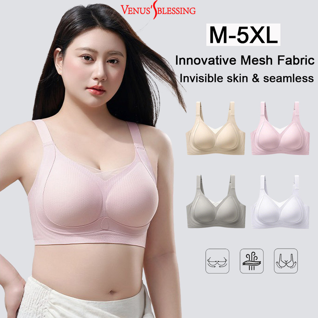 M-5XL เอ็กแอล ขนาดบวกชุดชั้นในไร้รอยต่อสําหรับหน้าอกใหญ่,บางระบายอากาศเต็มถ้วย,ยกต่อต้านกระดิกของเหลวมูลนิธิร่มเงาผู้หญิงชุดชั้นใน