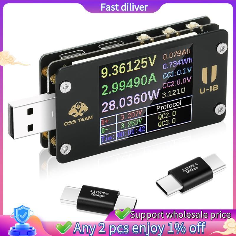USB มัลติมิเตอร์ USB C Power Mester Tester USB-C เครื่องทดสอบ DC 4-25V 6.5A 1.77- นิ้ว Multi-Functio