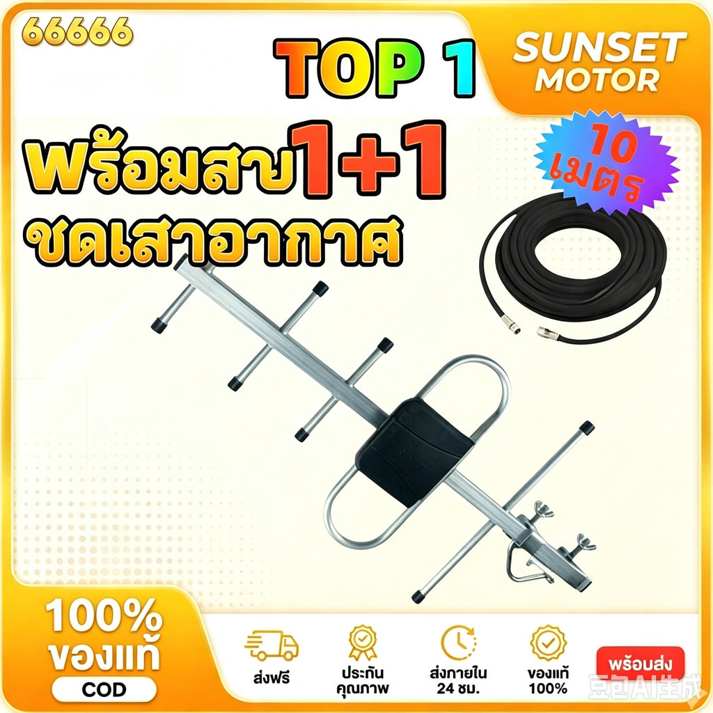 เสาดิจิตอล พร้อมสาย U5E SAMART และ TD-5E THAISAT ภายนอก Outdoor Digital TV Antenna เสาอากาศทีวีดิจิต