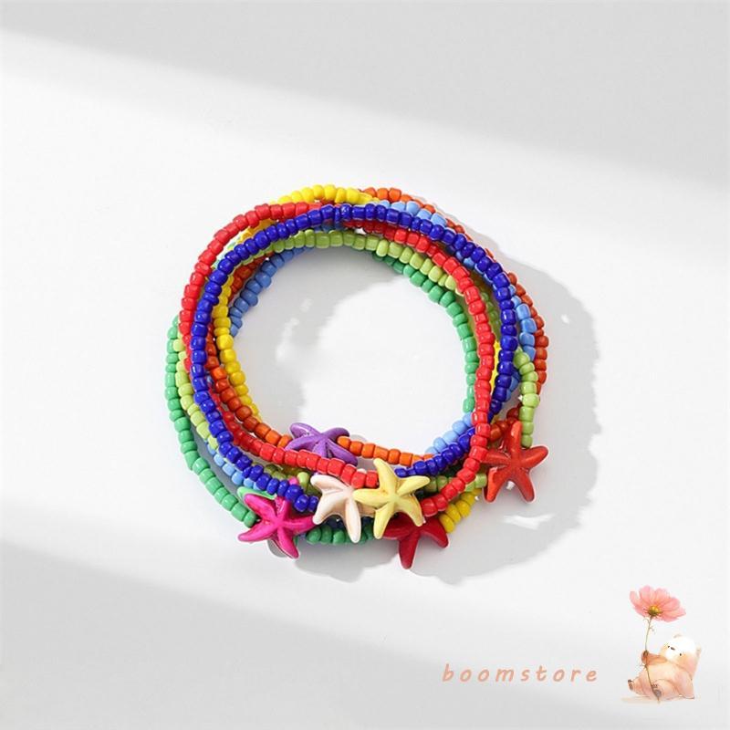 Boom Bohemian สร้อยข้อมือลูกปัดสําหรับผู้หญิงสร้อยข้อมือมิตรภาพเครื่องประดับสีสันสดใส