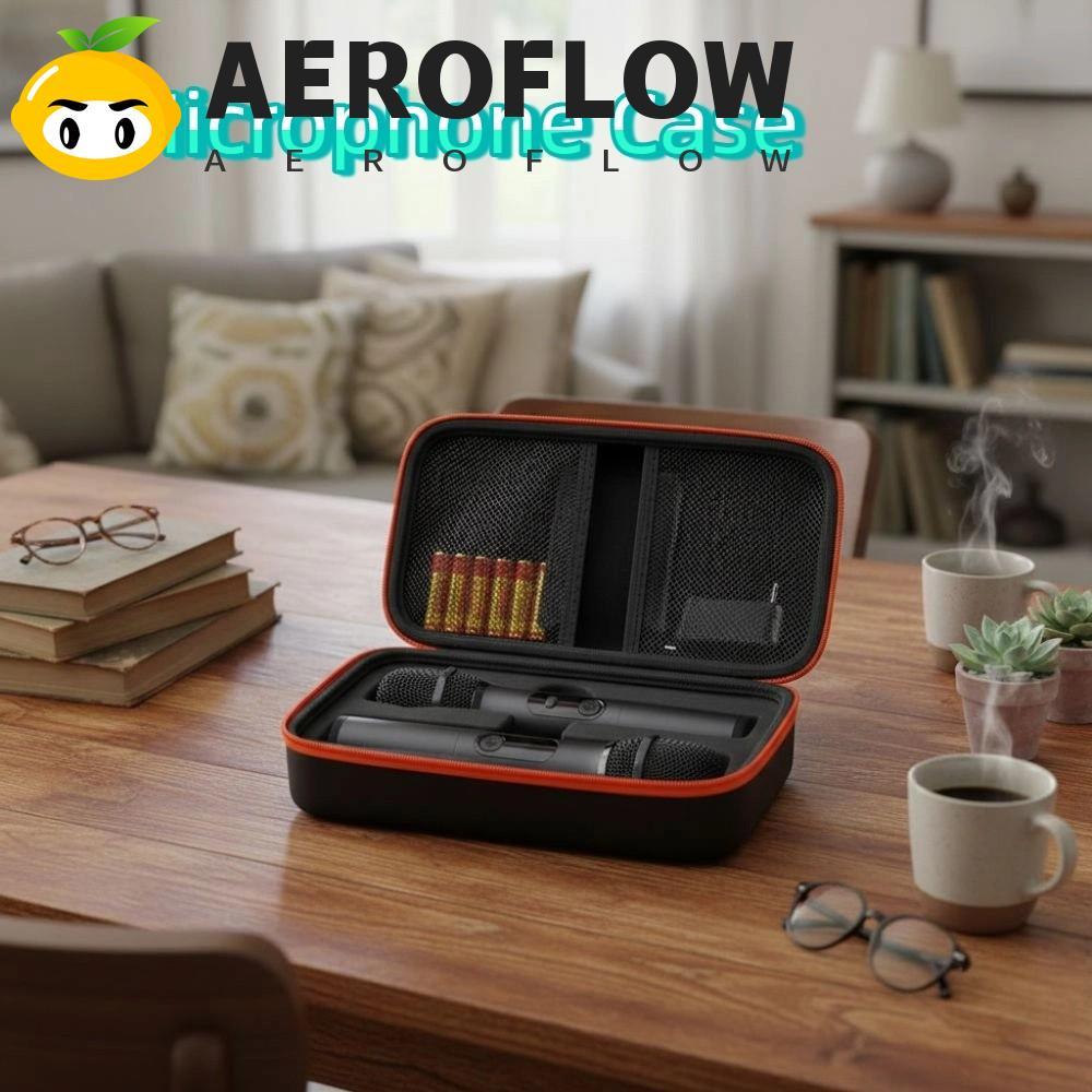 AEROFLOW กระเป๋าใส่ไมโครโฟน, เคสไมโครโฟนไร้สายป้องกันการหล่นแบบมือถือ, กระเป๋าเดินทางไมโครโฟนแบบปรับได้กันกระแทกแบบพกพา