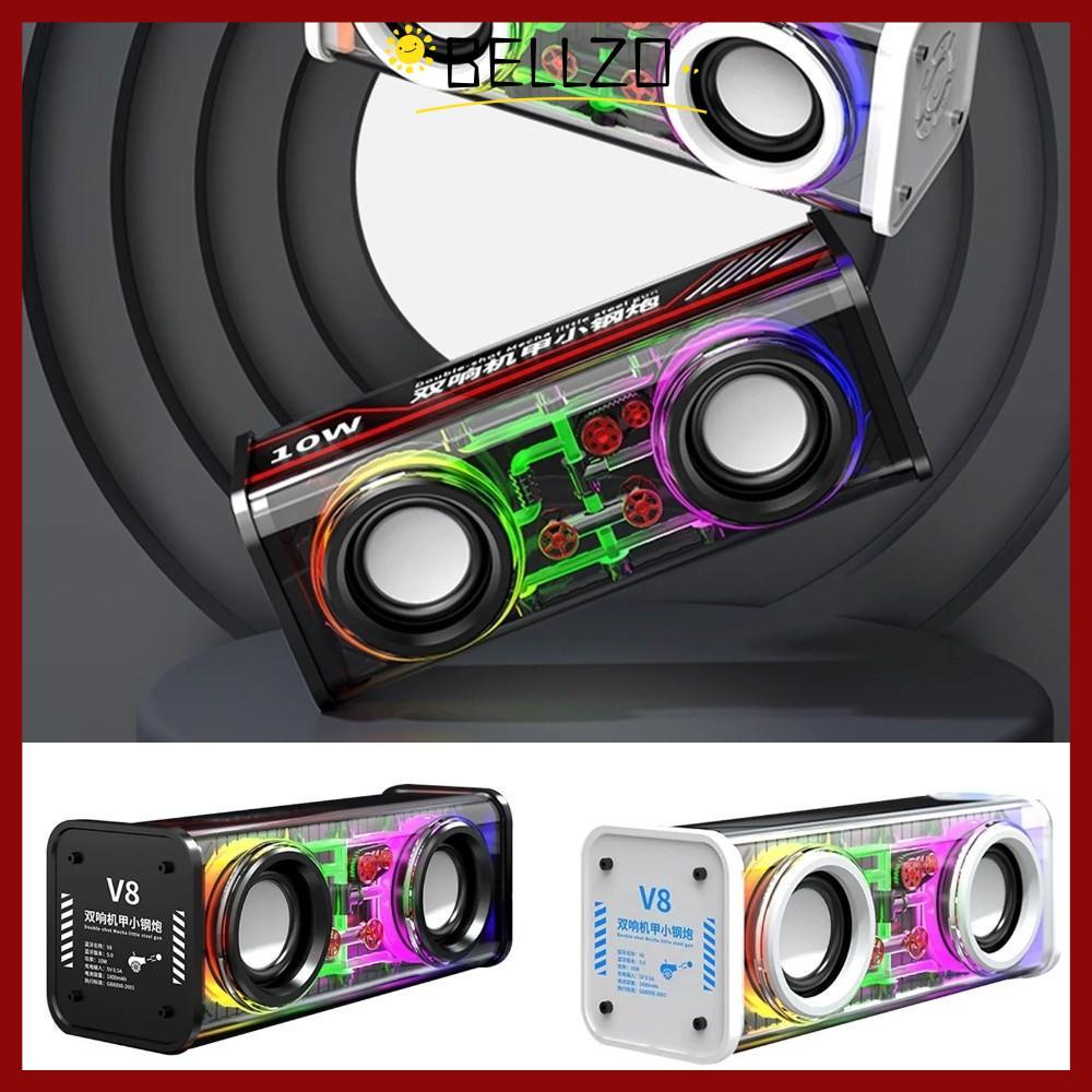 CODBELLZO Mecha Speakers, Double Bass Mini Size Bluetooth 5.0 Speakers, Lightspeaker Transparent Lig