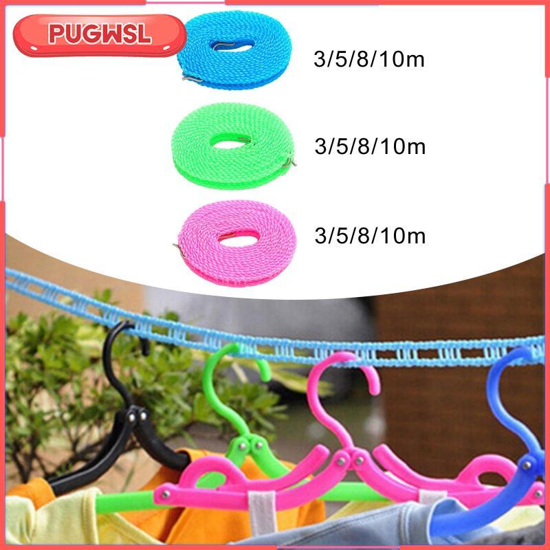 [pugwsl] Clothesline สายซักผ้าพร้อมตะขอ สายซักผ้ากันลม เสื้อผ้า Line