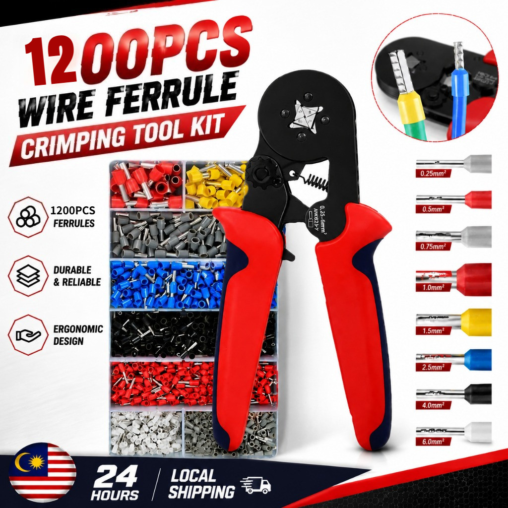 HSC8 6-4A HSC8 6-6A Ferrule Crimper Plier Kit/AWG23-7 Tubular Terminal Crimping ToolTool Wire Termin