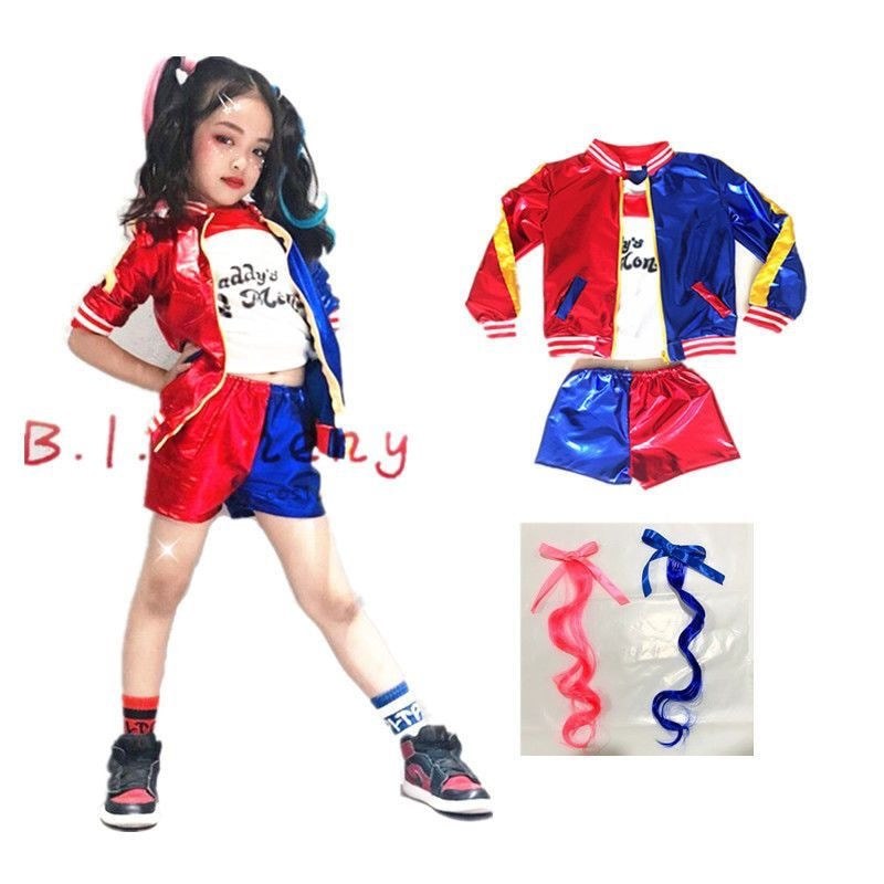 Harley Quinn Harley Quinn Harley Quinn cos เครื่องแต่งกายเครื่องแต่งกายฮาโลวีนเด็กผู้หญิงเครื่องแต่ง