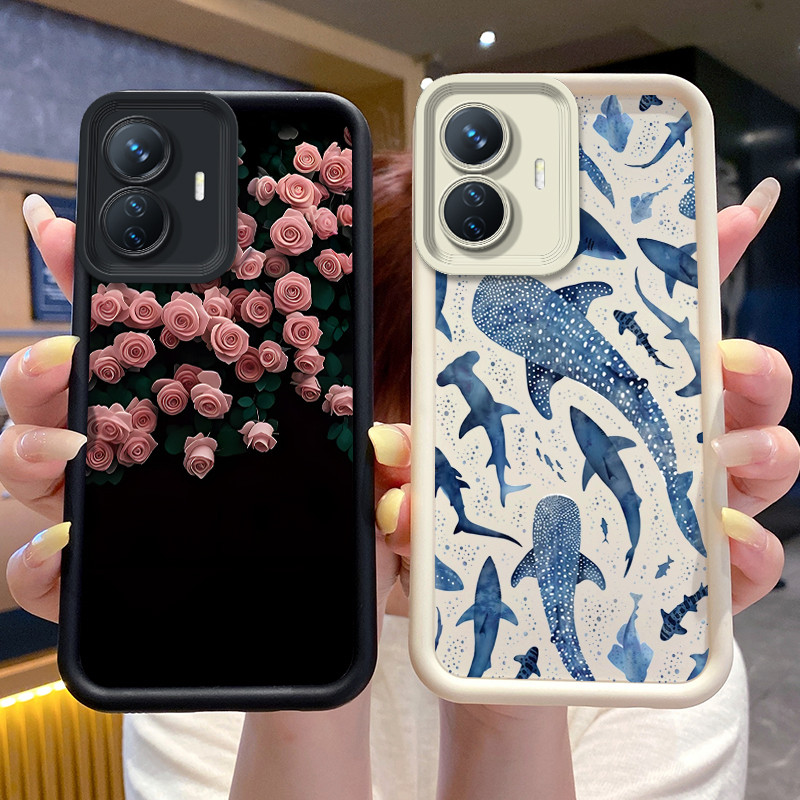 เคสกันกระแทกสําหรับVivo Y55 4G/T144W/T1 (Snapdragon 680)/T1(4G)/IQOO Z6 44Wปลอกโทรศัพท์ปลาดอกไม้พิมพ