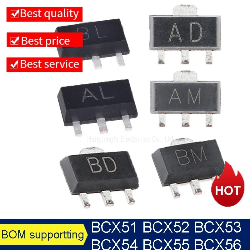 1000 ชิ้น/ล็อต BCX51 BCX52 BCX53 BCX54 BCX55 BCX56 MarkingAD AM AL BD BM BL SOT89 SMD ทรานซิสเตอร์ให