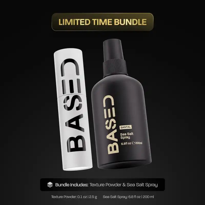 BASED Texture Essentials Bundle: Texturizing Powder & Sea Salt Spray - Volume Lightweight, Matte Fin