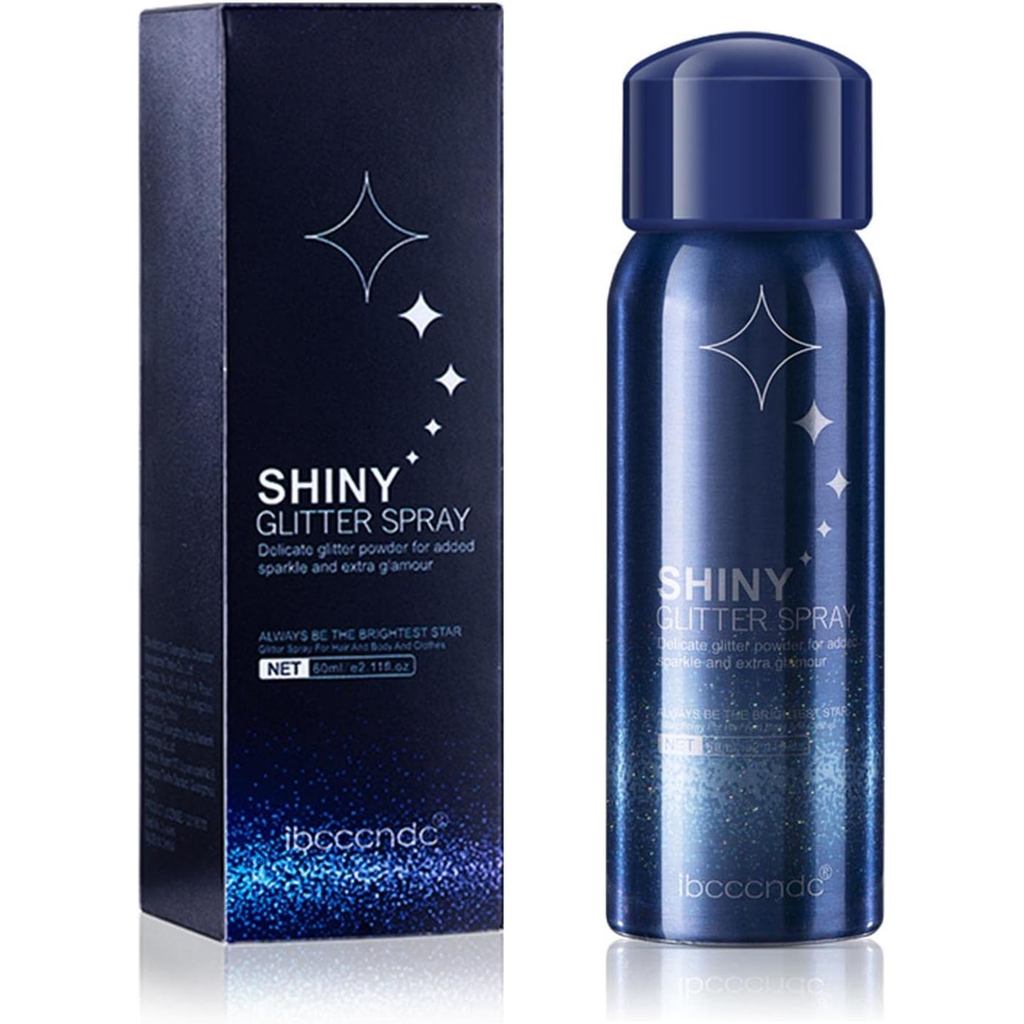 Shiny Glitter Spray, Body and Hair Glitter Spray, Quick-Drying Waterproof Body Shimmery Spray (60ml)