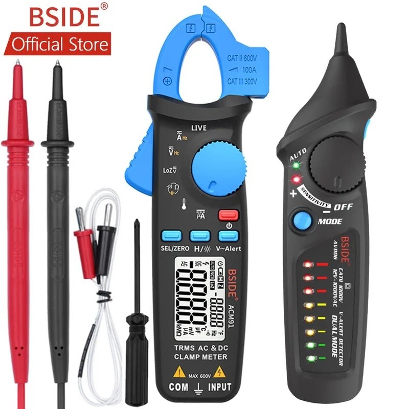 TZLL Digital Clamp Meter BSIDE ACM91 AC/DC Current 1mA True RMS Auto Range Live Check NCV อุณหภูมิคว