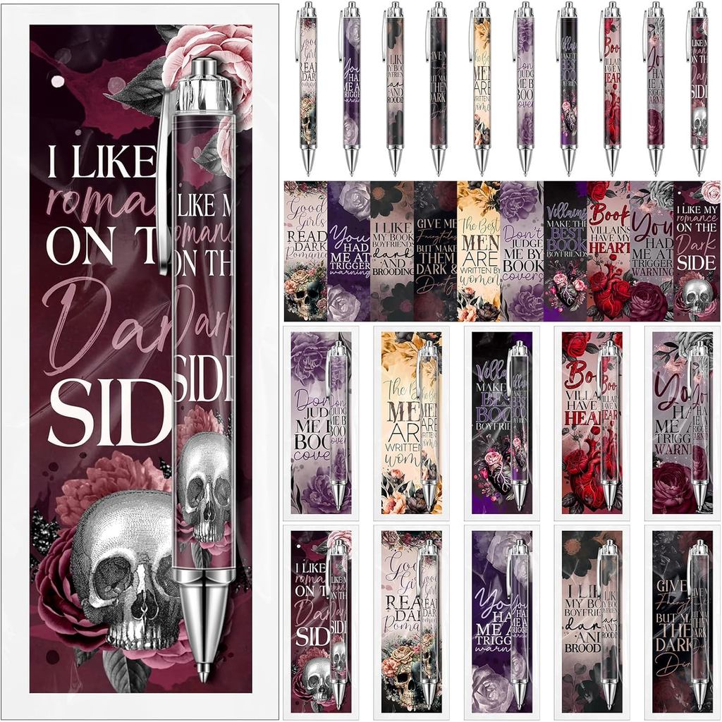 Affrolling 60 ชิ้น Dark Romance ที่คั่นหนังสือและปากกา Merch Double Sided Romance Smutty Spice Book 