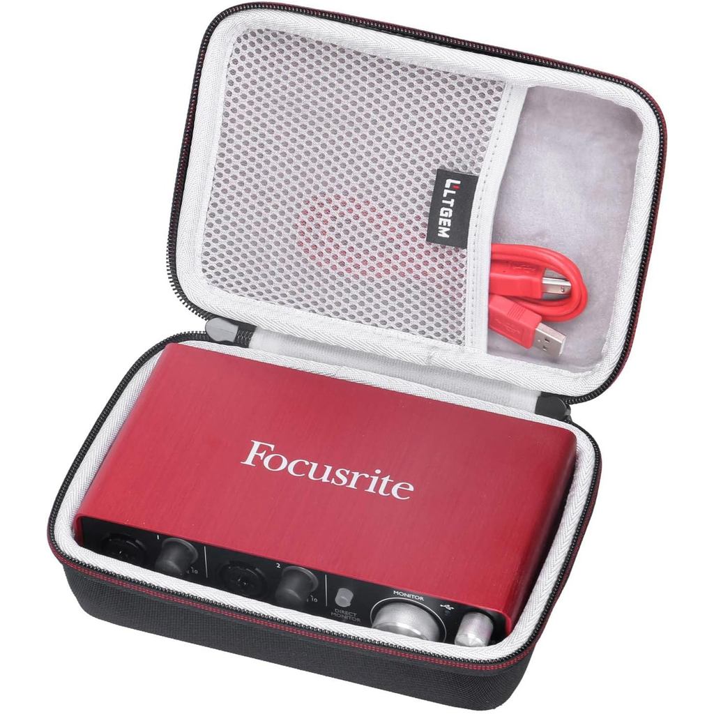 LTGEM Hard EVA Case เข้ากันได้กับ Focusrite Scarlett 2i2 4th Gen/Solo 4th Gen / 2i2 3rd Gen/Solo 3rd