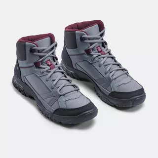 Decathlon Women’S Hiking Boots - Nh100 Mid รองเท้าหุ้มข้อผู้หญิงสำหรับใส่เดินป่า รุ่น Nh100 - Grey