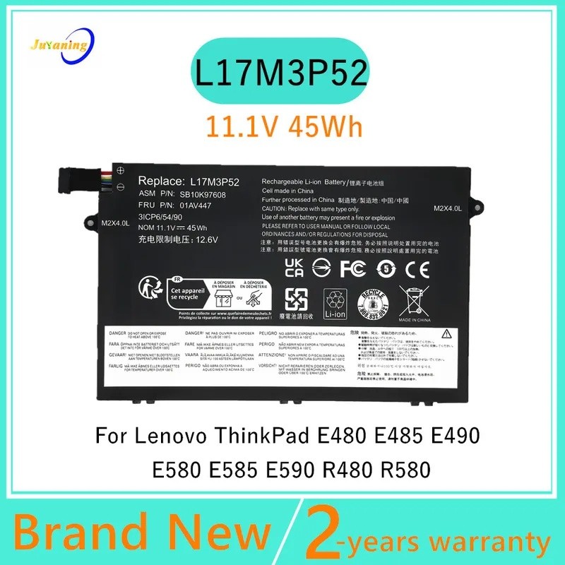 L17L3P51 L17C3P51 L17M3P51 L17M3P52 แบตเตอรี่แล็ปท็อปสําหรับ Lenovo ThinkPad E480 E485 E495 E580 E58