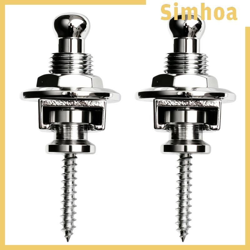 [SIMHOA] 2 ชิ้น Strap Lock Button Replacement Guitar Strap Lock Screw สีเงิน