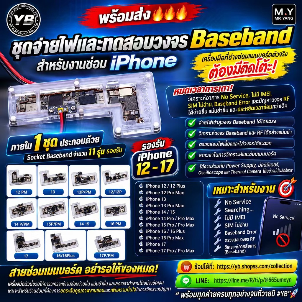 ชุดจ่ายไฟและทดสอบวงจร Baseband สำหรับงานซ่อม iP เครื่องมือที่ช่างซ่อมเมนบอร์ดตัวจริง ต้องมีติดโต๊ะ