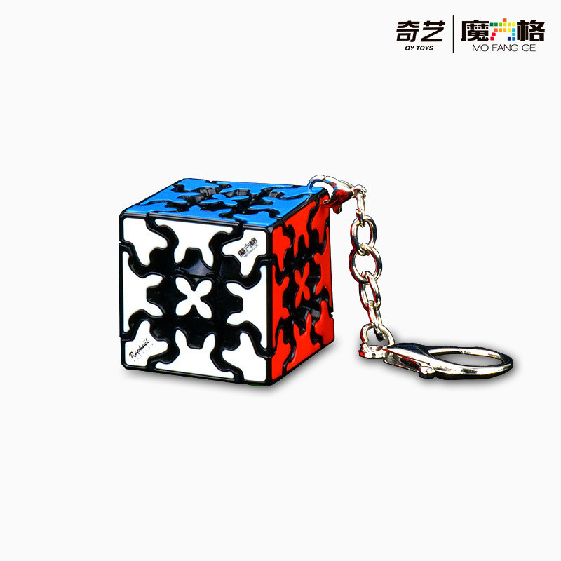 Qiyi Gear พวงกุญแจ Rubiks Cube 3.0 ซม. Third-Order เกียร์รูปทรงพิเศษ Rubiks Cube สนุก Rubiks Cube จี