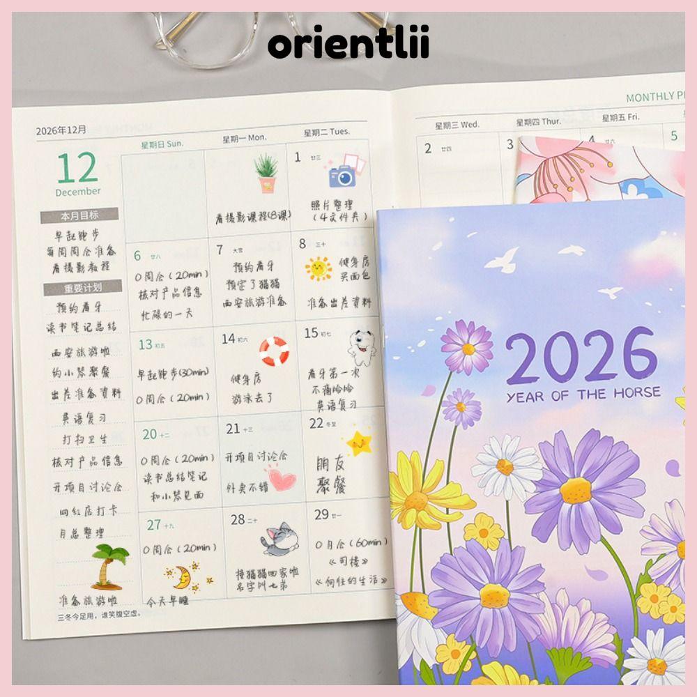 ORIENTLEE 2026 Schedules Notebook, Learning Plan A4 A5 Planner Notebook, Efficiency Life Check-in 20