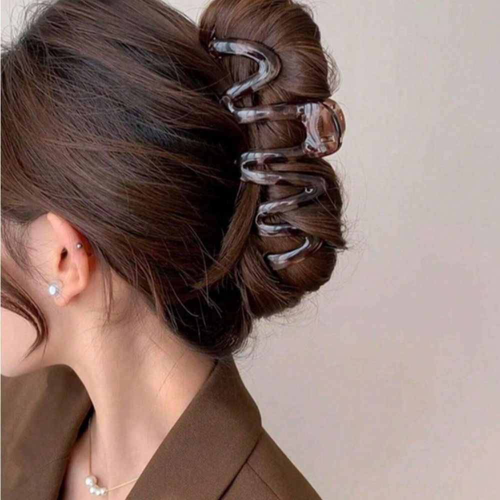 Ahellogirl مشبك شعر كلاو شفاف مموّج — صورة 2