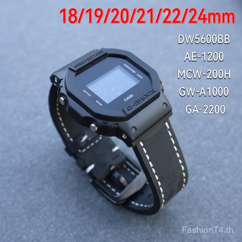 18/19/20/22/24mm Crazy Horse Vintage Cowhide นาฬิกาสายคล้องคอสําหรับสี่เหลี่ยมเล็ก DW5600BB AE‐1200 