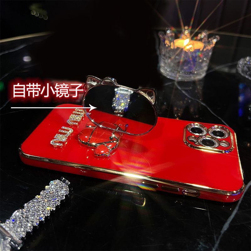 ❤❤❤❤✨กระจกแต่งหน้า iPhone13 Apple 14promax เคสโทรศัพท์ 11/12 Bracket XS Luxury 7P/8P รวมทุกอย่างผู้ห