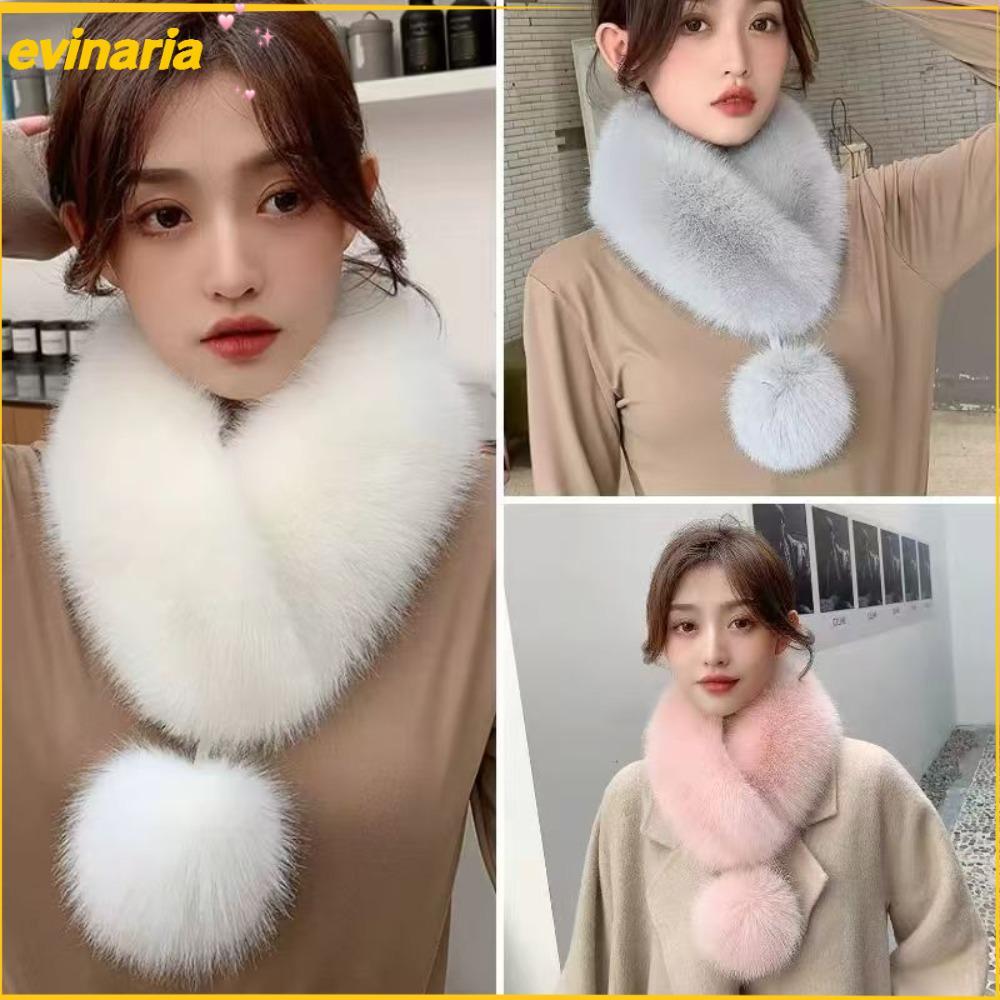 EVINARIA คออุ่น Snood, Plush หนา Faux FUR ผ้าพันคอ,แฟชั่น Faux Fur Loop Shape FUR Collar Trim ฤดูใบไ