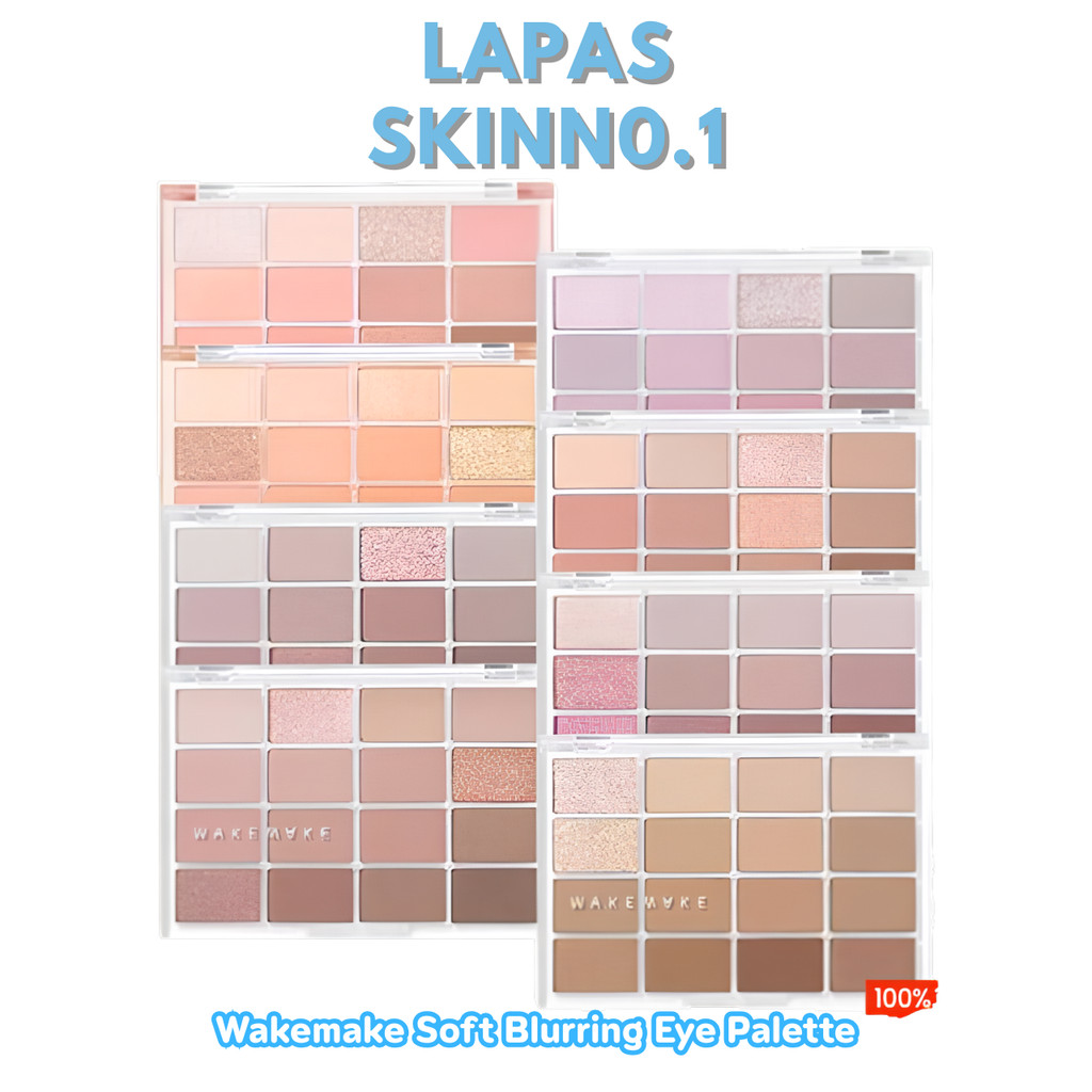 พาเลทเกาหลีแท้ 100%Wakemake Official  Soft Blurring Eye Palette พาเลท 16 ช่อง