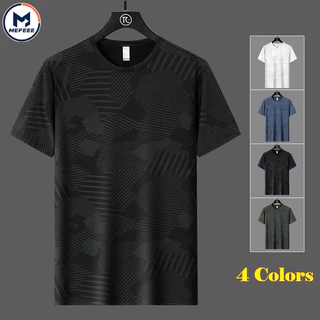 MEFEEE เสื้อยืดผู้ชาย ผ้าไหมน้ำแข็ง ทรงหลวมพอดีตัว สวมใส่สบาย มีซองแขนสั้น และเหมาะสำหรับกิจกรรมกลางแจ้งในฤดูร้อน