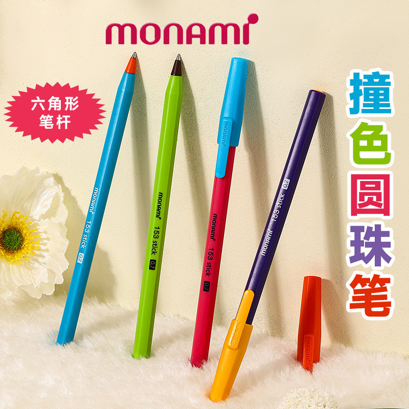เครื่องเขียนเกาหลี monami monami ปากกาลูกลื่นปากกาลูกลื่นปากกาน้ํามัน Contrast สี Rod หกเหลี่ยม mona