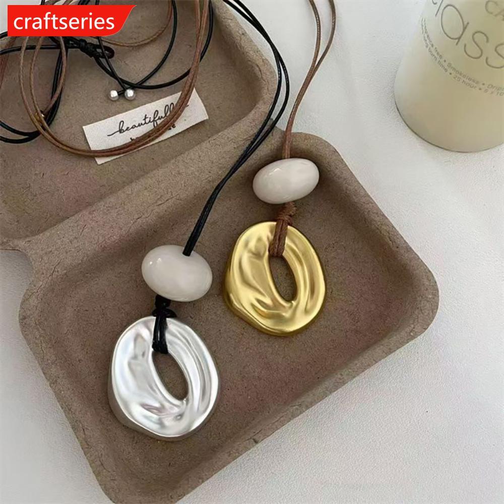 CRAFTSERIES เกาหลี Minimalist เรขาคณิตไม่สม่ําเสมอจี้ยาวสร้อยคอผู้หญิงปรับอุปกรณ์เสริมอเนกประสงค์ T2