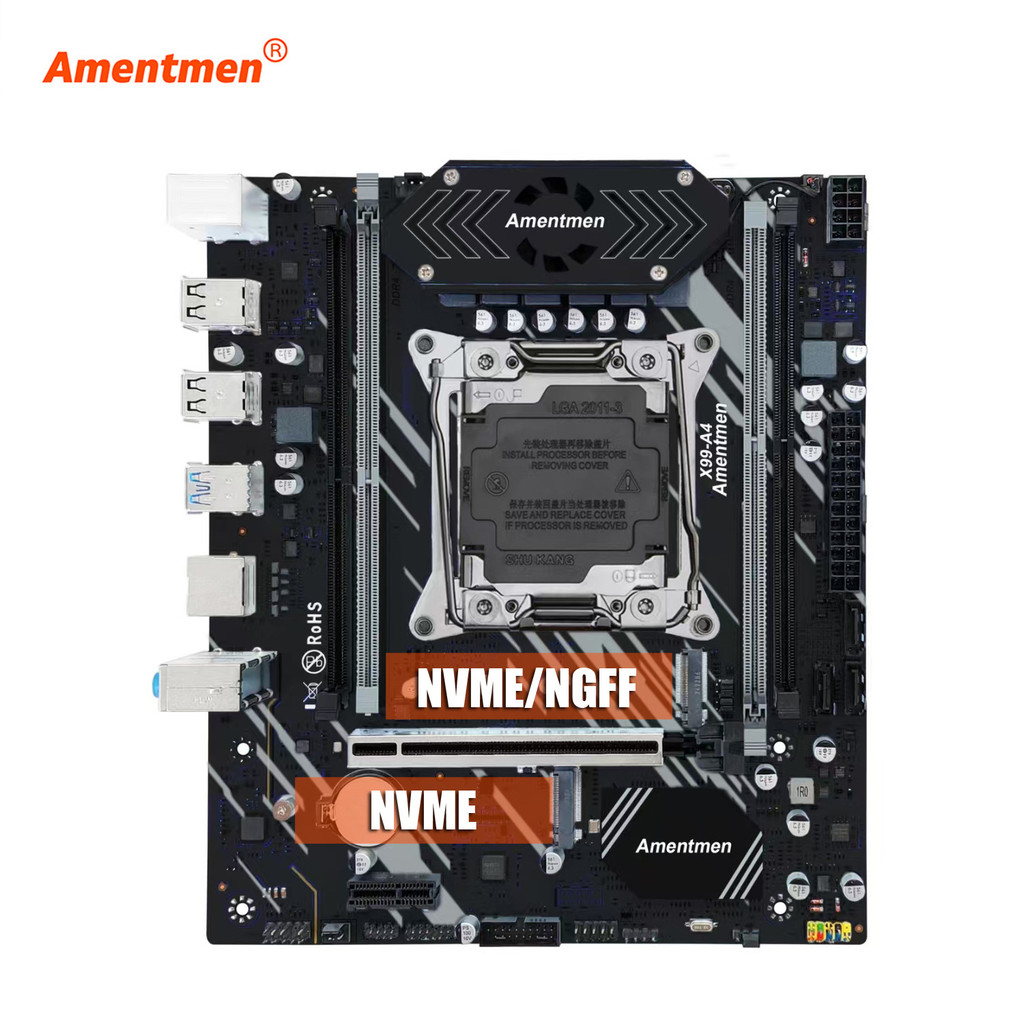 Amentmen เมนบอร์ด X99 A4 สีดําชิปเดิม DDR4 เมนบอร์ด LGA2011-3 Dual Channel