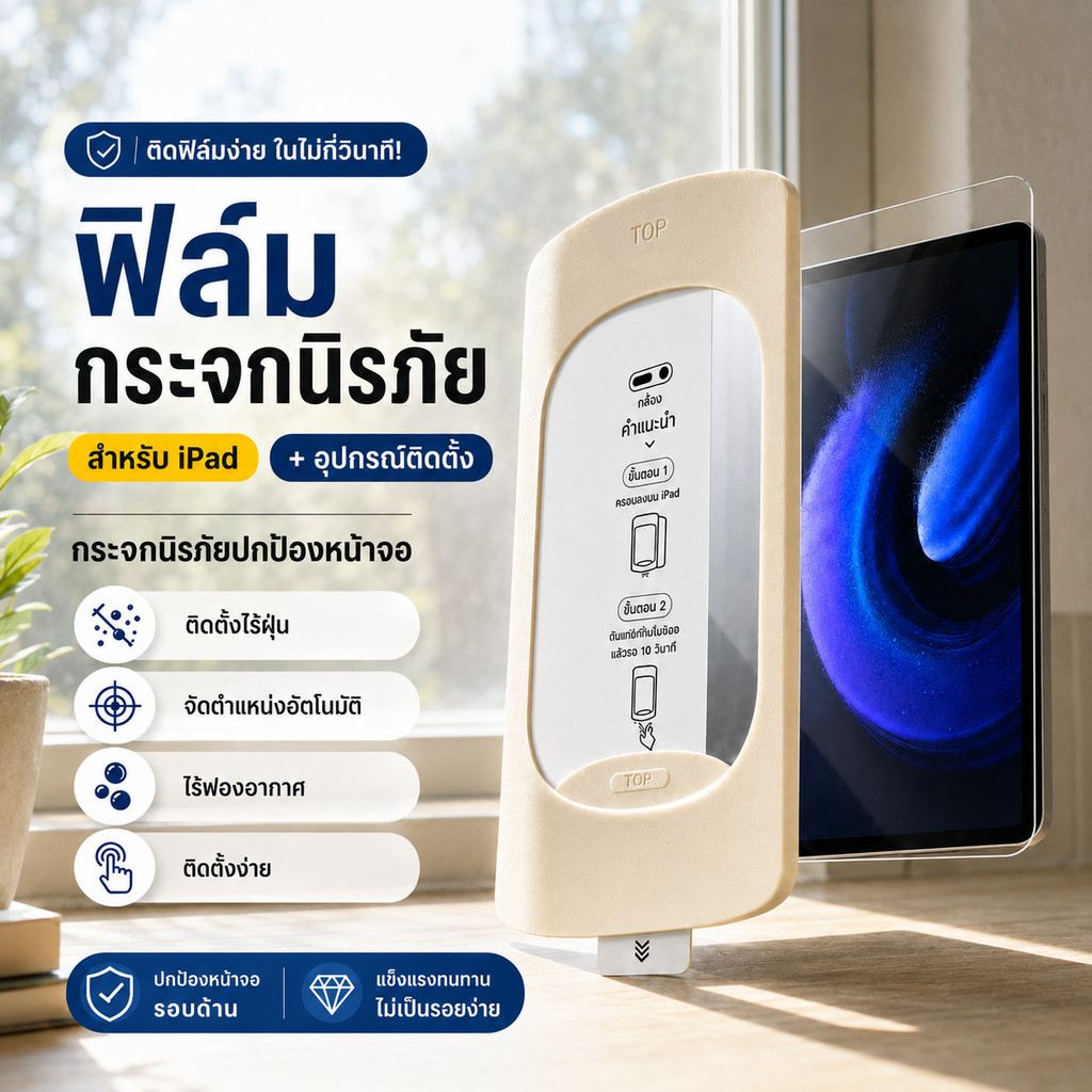 ฟิล์มกระจก iPad กันรอย HD กระจกนิรภัย ใสชัด ป้องกันรอยขีดข่วน รองรับ Gen11 A16 Gen10 Air5 Air6 Air7 Pro11 Mini6/7