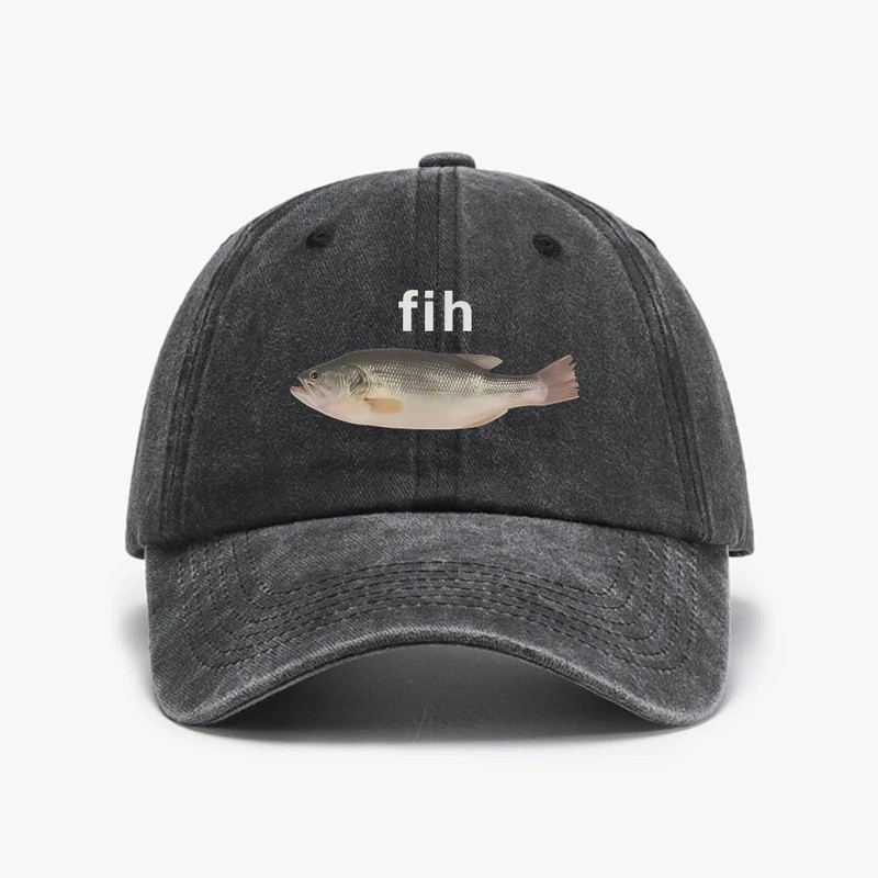 ตลก Fih ปลา Meme Retro ล้างเบสบอลหมวกสบายๆแฟชั่นผู้หญิงคาวบอยหมวกสําหรับชาย