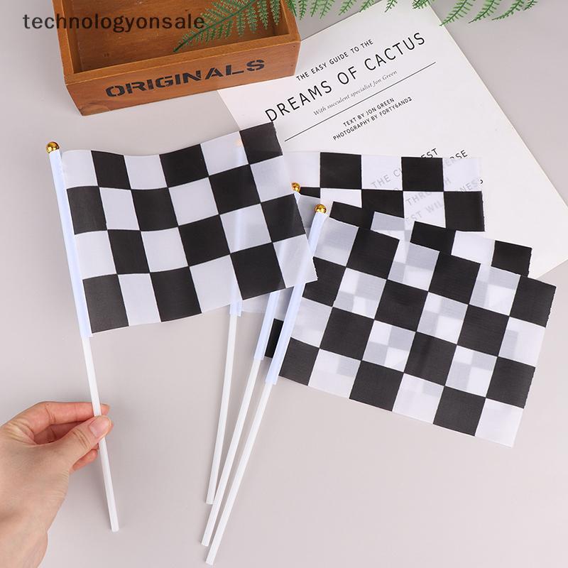 [Tech] 10 ชิ้นและสีขาว Square Hand Flag Racer Waving Flag Racing Flags Car Flag Boutique