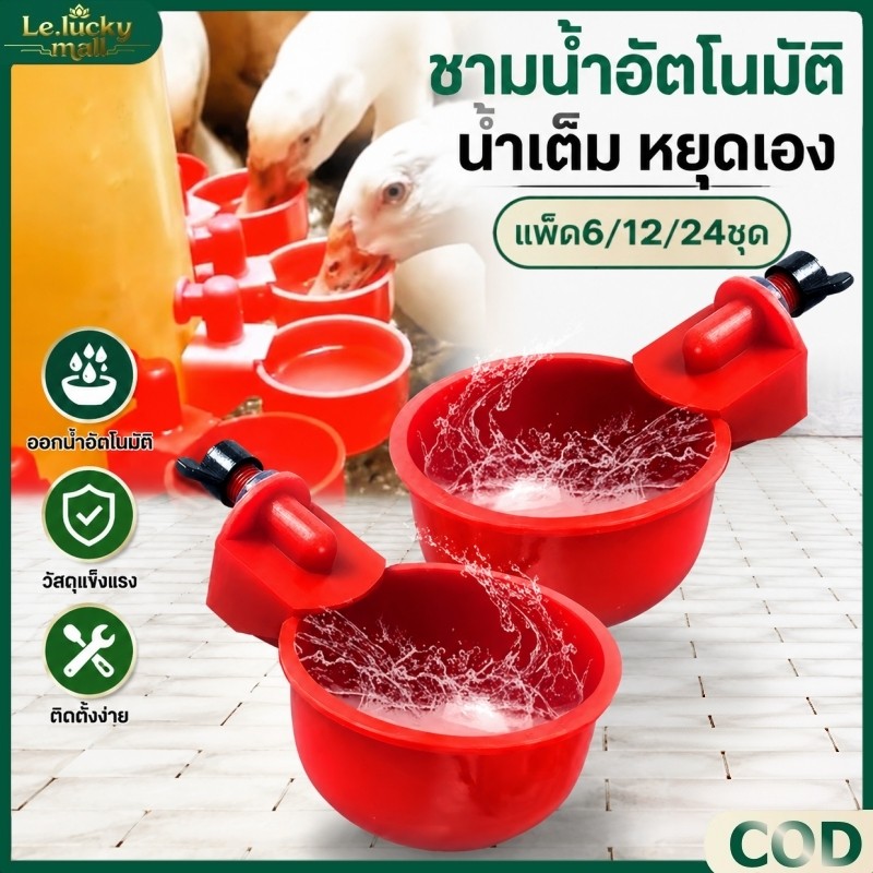 6/12/24ชิ้น ถ้วยให้น้ำอัตโนมัติ ถ้วยให้น้ำไก่ ที่ให้น้ำนก อัตโนมัติ ปรับระดับได้ เหมาะไก่ไข่ ไก่ชน ไก่เลี้ยงทั่วไป เป็ด