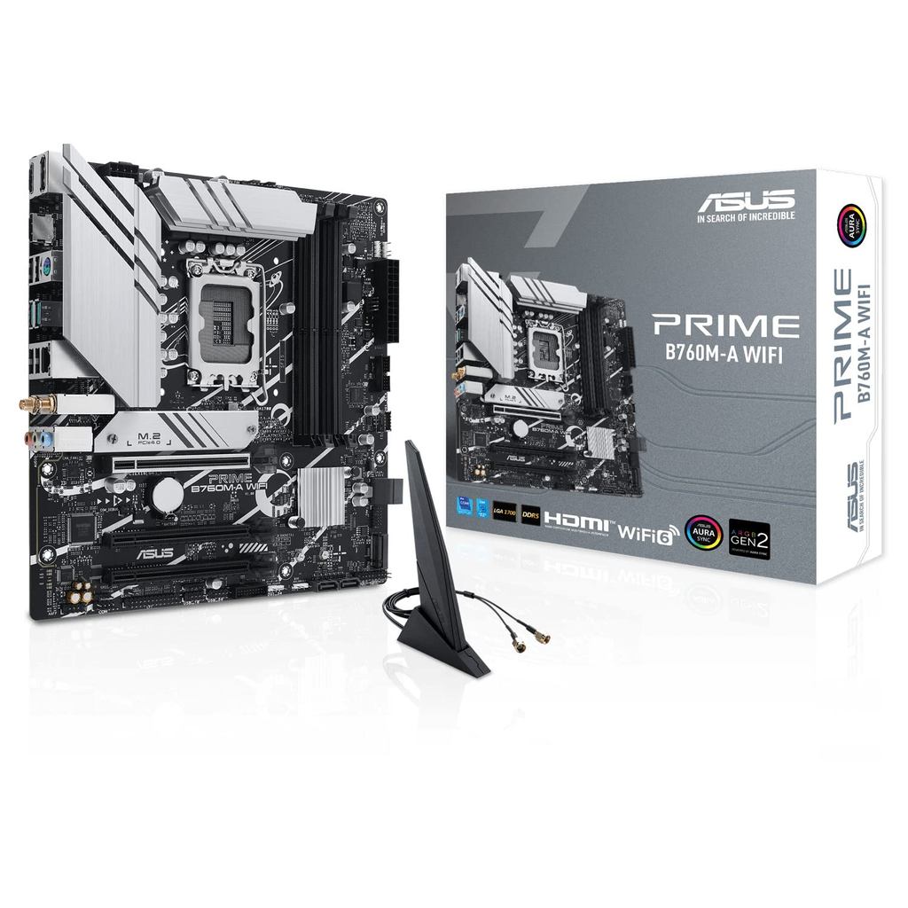 Asus PRIME B760M-A WIFI, Intel B760, 1700, Micro ATX, 4 DDR5, 2 HDMI, DP, Wi-Fi 6, 2.5G LAN, PCIe4, 