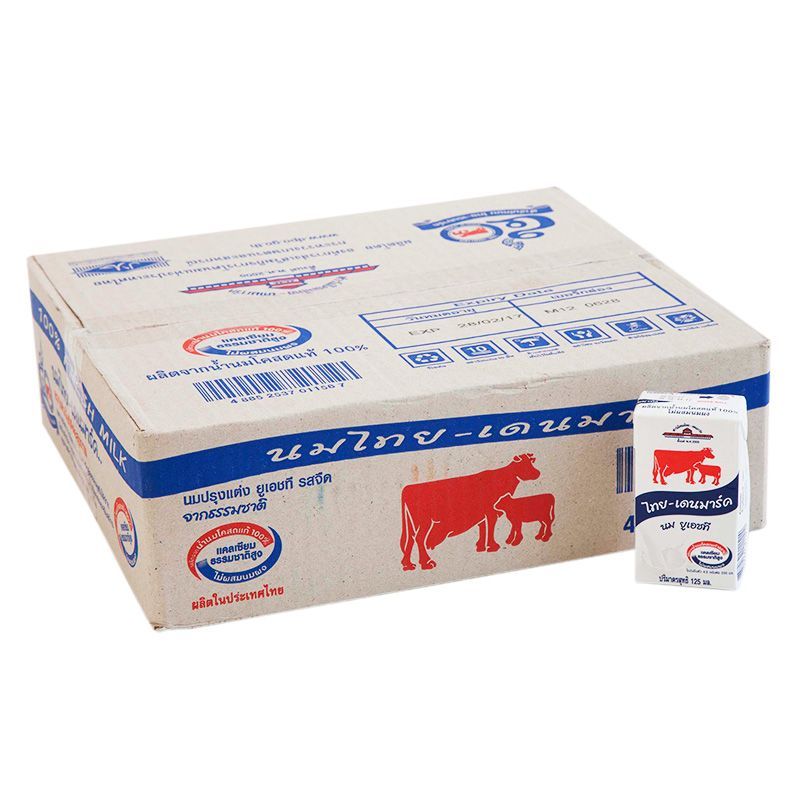 ไทยเดนมาร์คนมยูเอชทีรสจืด 125มล. แพค 48 Thai Denmark UHT Milk Plain 125ml. Pack 48 [หมายเลขบาร์โค้ด 0000047999244 ]