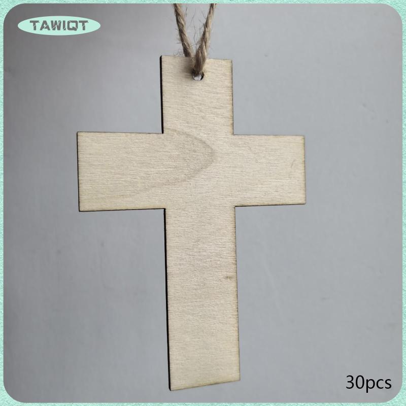 [tawiqt.th] 30 ชิ้น Unfinished Wood Cutouts, Wood Signs, Wood Chips พร้อมเชือกตกแต่ง, เครื่องประดับแ