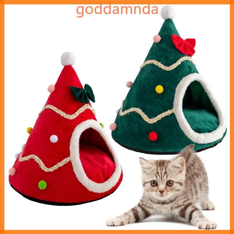 GODD Christmas Tree Dog House Cozy Pet Cave Dog Sleeping Bed Pet Dog Tent Cat House