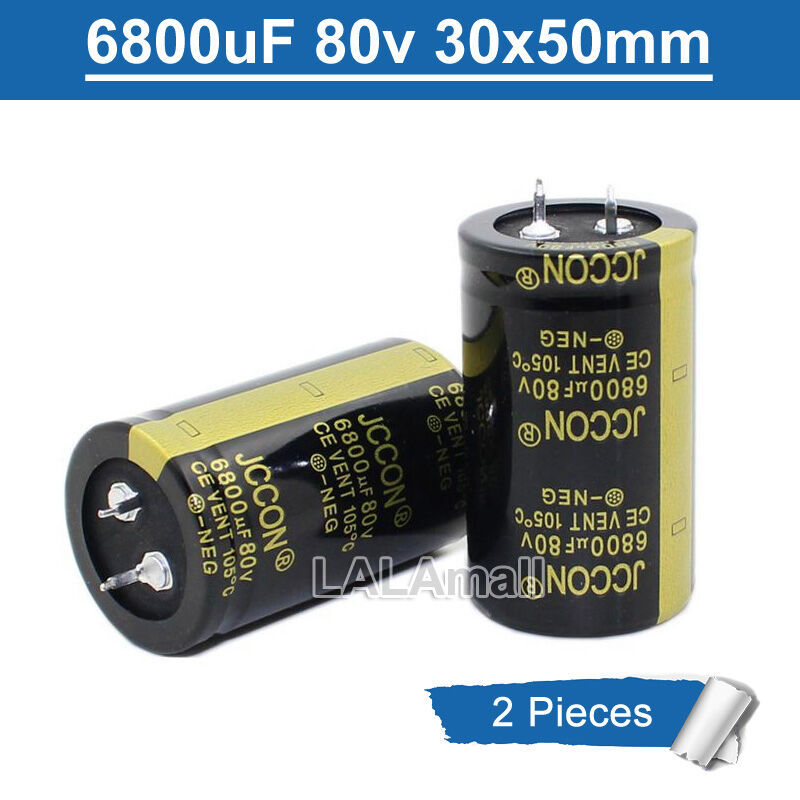 2pcs 6800uF 80V Electrolytic Capacitor 80V6800uF 6800uF80V Through Hole Capacitor 30x50 มม.