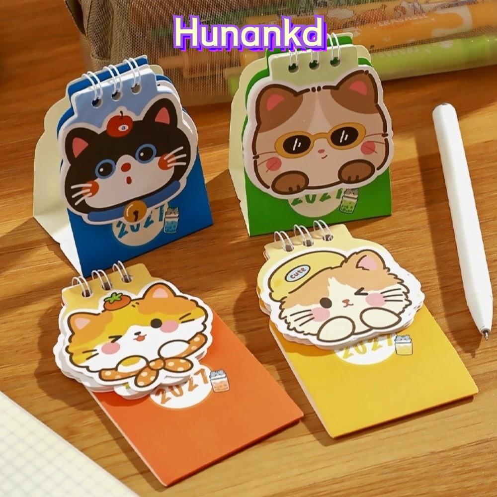 HUNAN Mini Desktop Calendar, Cute Cat To do Listed Calendar, Cat Themed Planner Schedule Daily Organ