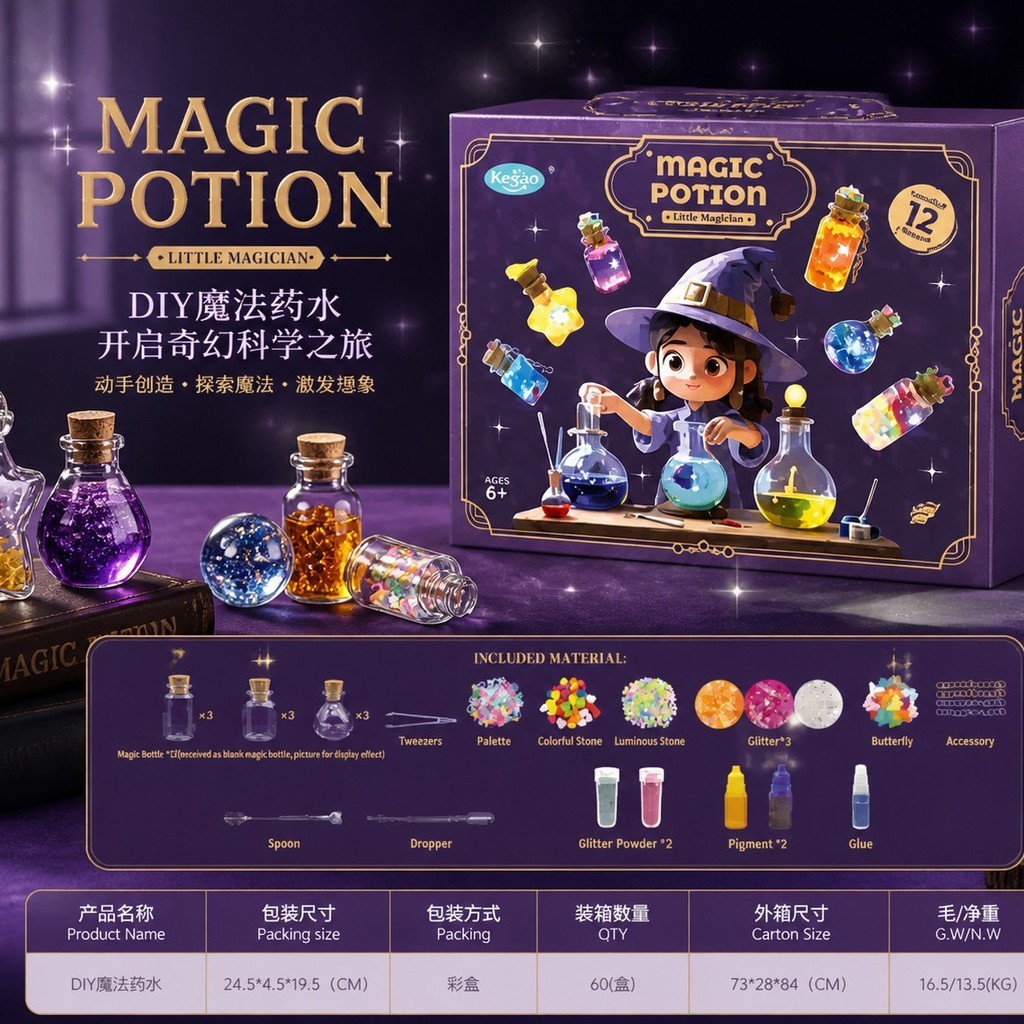 Magic Medicine Bottle Children diy Potion Bottle Toy Set Little Magician Creative Handmade Toy Girl