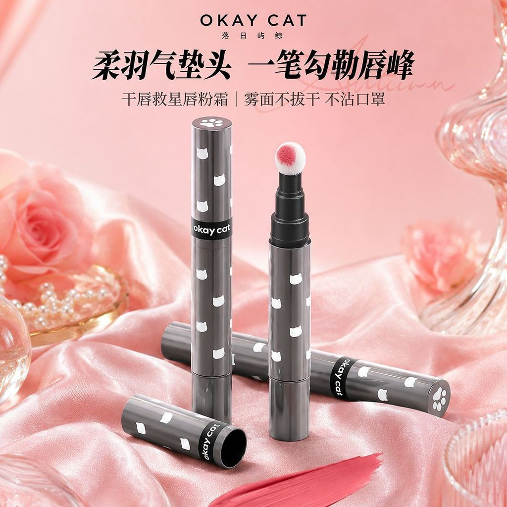 New Product#Okaycat Sunset Island Whale New lip powder cream, cushion lip cream, matte lip glaze, br