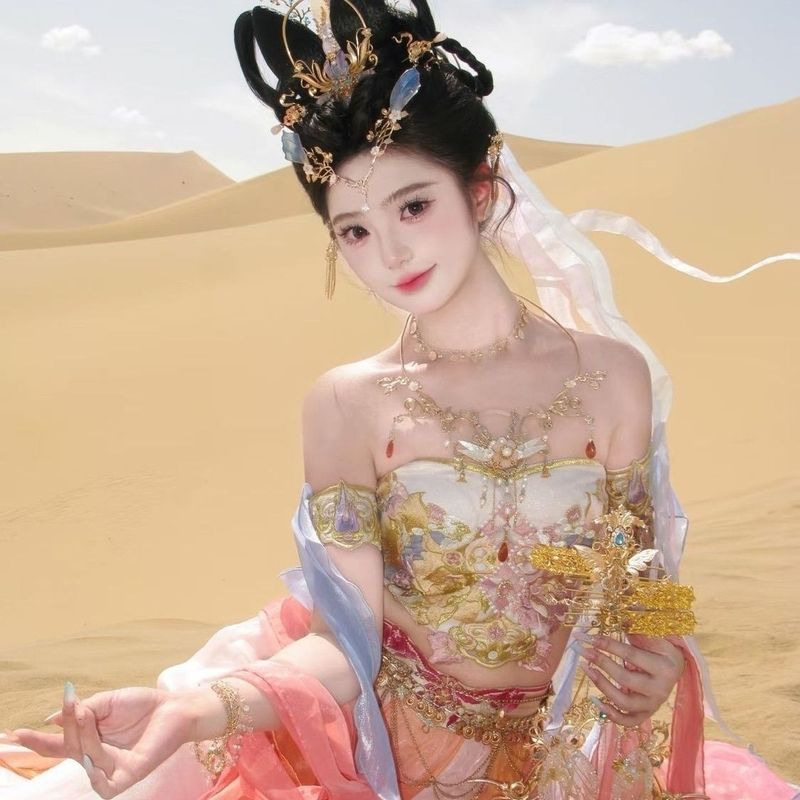 Huangyue Sanhuatiannv Original Hanfu สไตล์แปลกใหม่ Huxuan Dance เครื่องแต่งกายอุตสาหกรรมหนักเย็บปักถักร้อยสไตล์จีนโบราณชุด Ww26.9.1