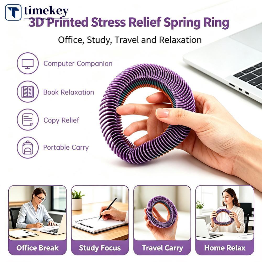 TIMEKEY เกลียว 3D พิมพ์ความเครียดบรรเทาของเล่นยืด Telescopic Fidget ของเล่นนุ่มยืดหยุ่นเกลียว Decomp