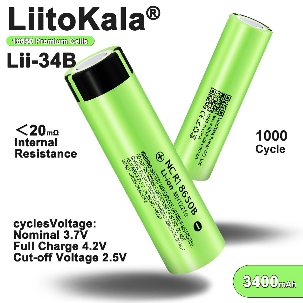 แบตเตอรี่ LiitoKala NCR18650B 34B 3400mAh 3.7V ลิเธียม

